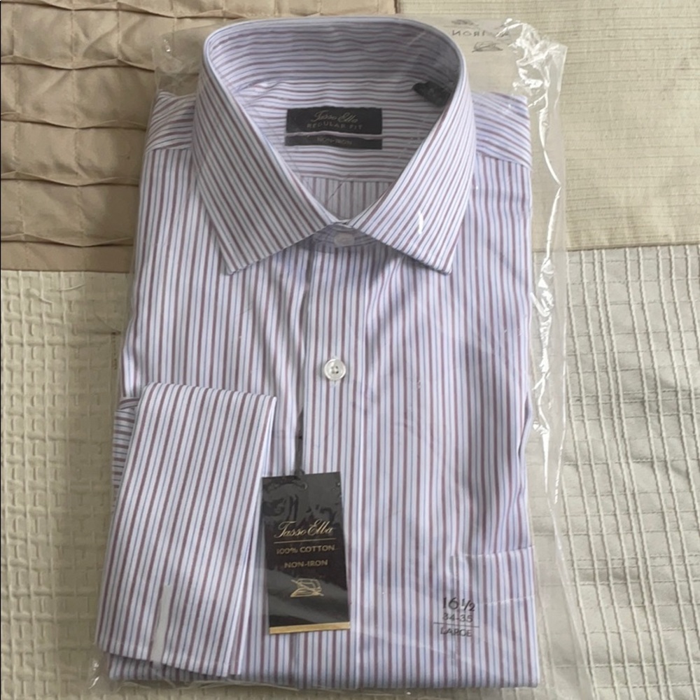 Tasso Elba Stripe Dress Shirt French Cuff NWT